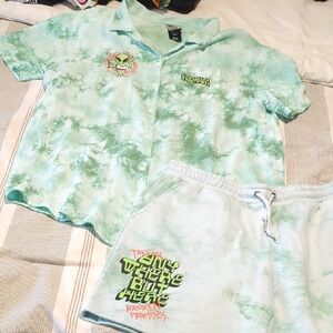 Sold As Set * Button Down Shirt And Sweat Shorts From Broken Promises